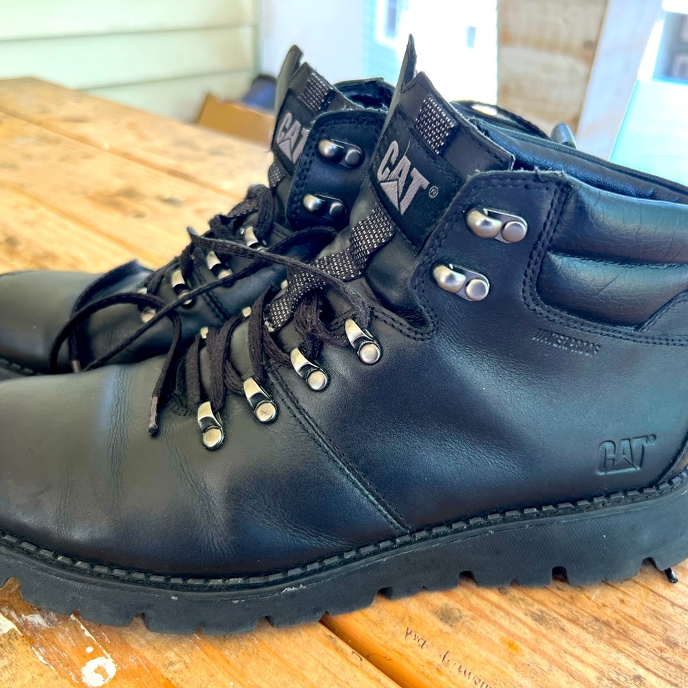 Men's Black  Caterpillar Leather Boots